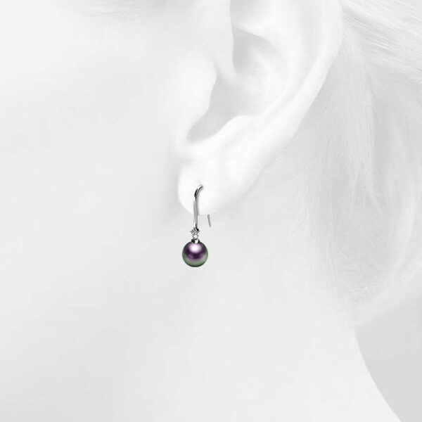 Magnificent Pearl Hook Earrings Embellished with Swarovski® Crystal Iridescent Purple Pearls - Image 4