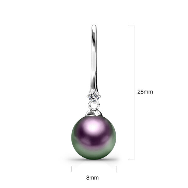 Magnificent Pearl Hook Earrings Embellished with Swarovski® Crystal Iridescent Purple Pearls - Image 5