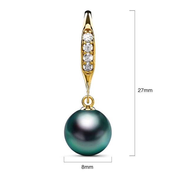 Chivalry Pearl Drop Earrings Embellished with SWAROVSKI® Crystal Iridescent Tahitian Look Pearls - Image 6