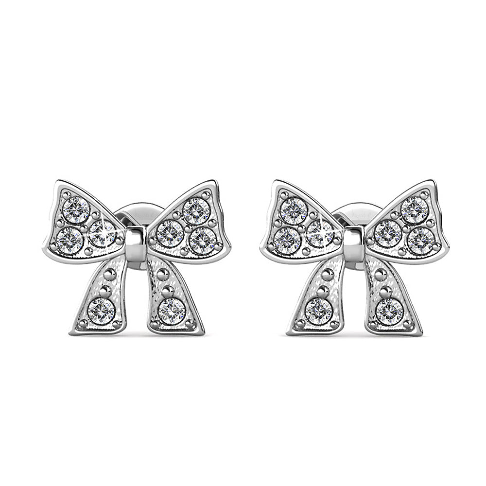 Ribbon Tie Earrings Embellished with SWAROVSKI® Crystals