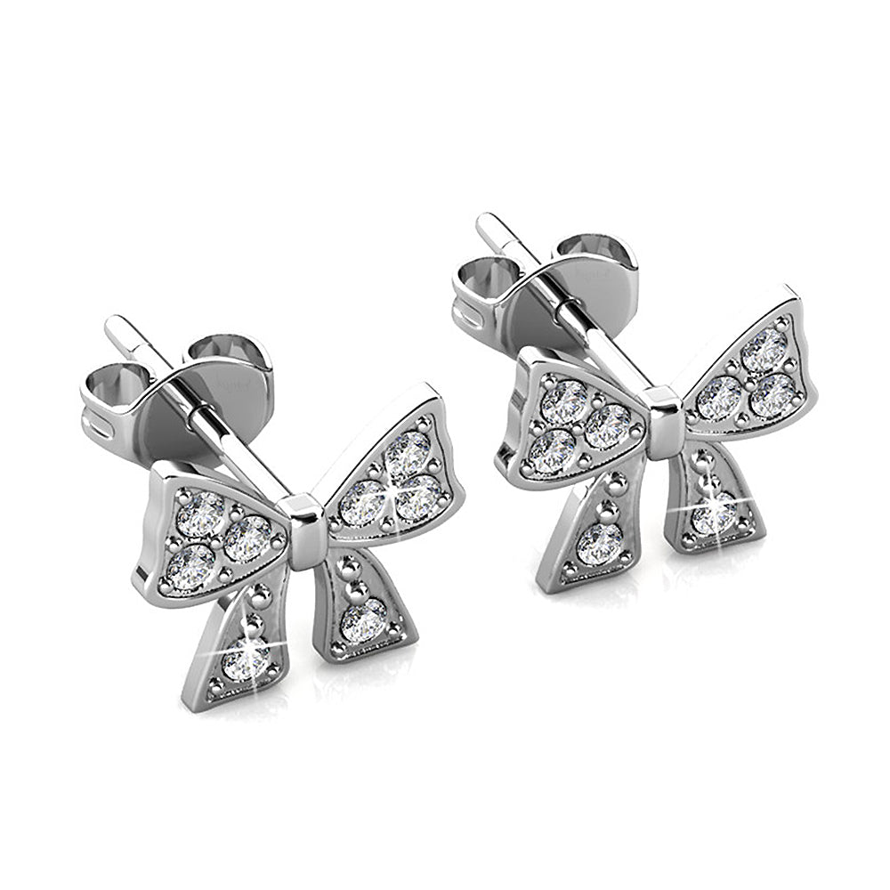 Ribbon Tie Earrings Embellished with SWAROVSKI® Crystals - Image 2
