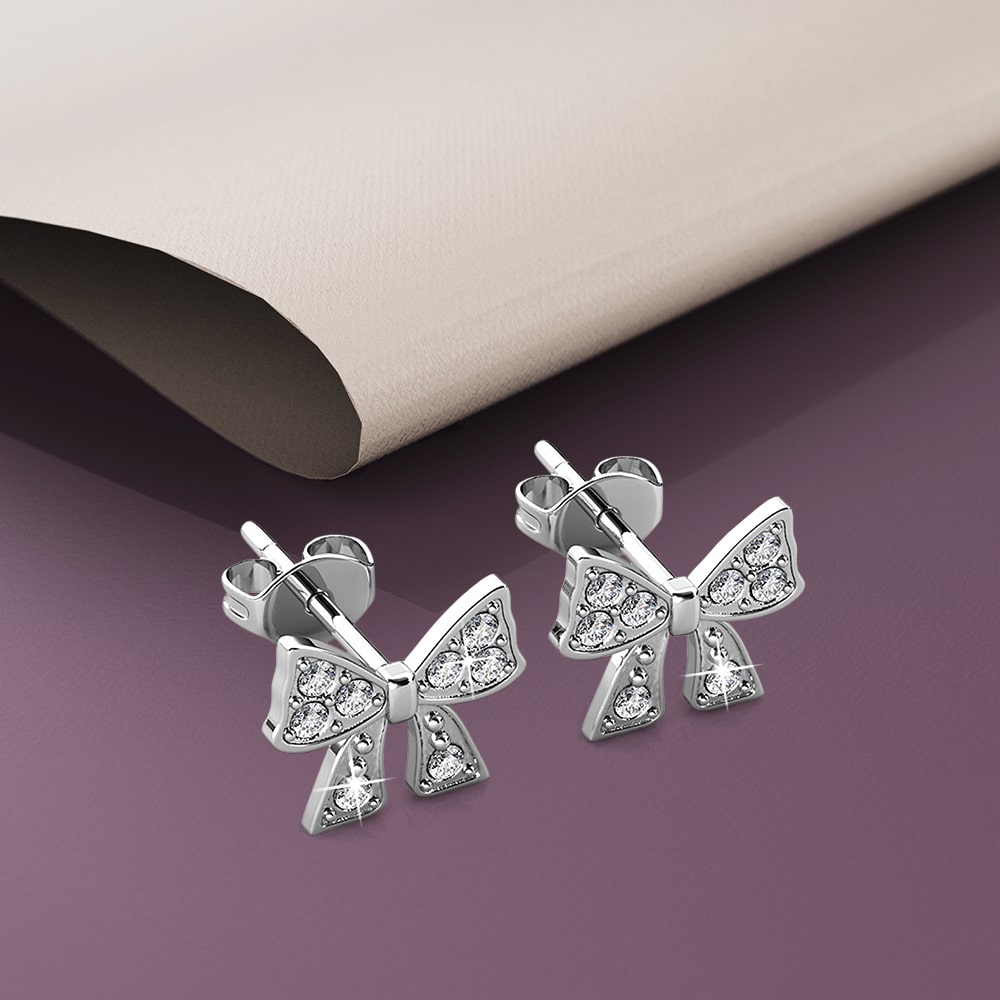 Ribbon Tie Earrings Embellished with SWAROVSKI® Crystals - Image 3