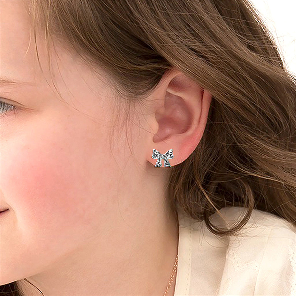 Ribbon Tie Earrings Embellished with SWAROVSKI® Crystals - Image 4