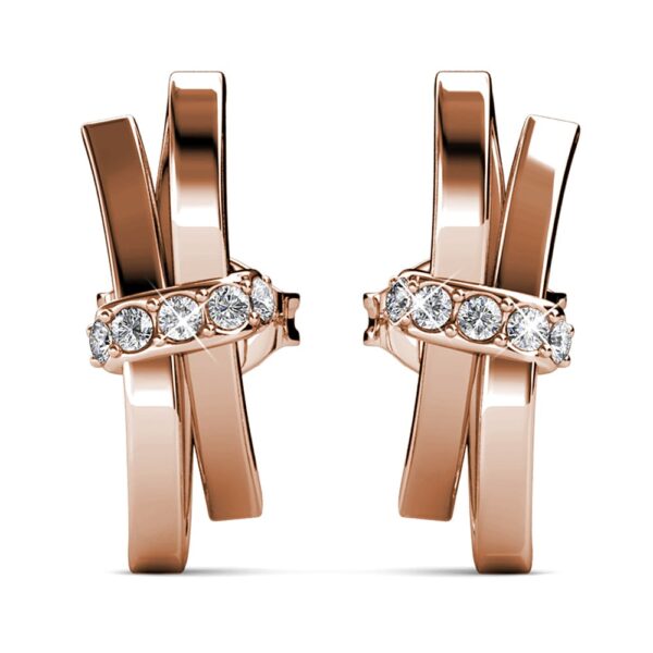 Rose Gold Tied Up Stud Earrings Embellished with SWAROVSKI® Crystals - Image 2