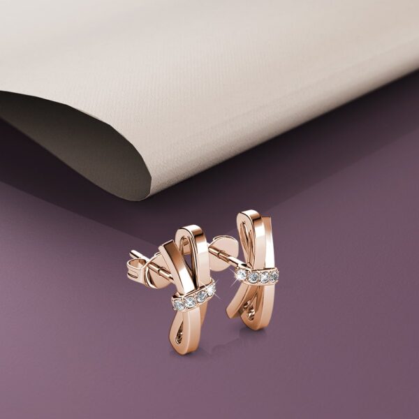 Rose Gold Tied Up Stud Earrings Embellished with SWAROVSKI® Crystals - Image 4