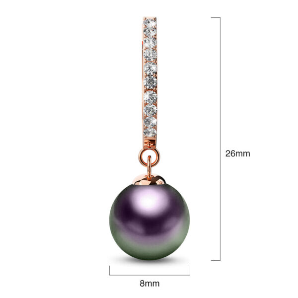 Flawless Pearl Drop Hoop Earrings Embellished with Swarovski® Crystal Iridescent Purple Pearls - Image 4