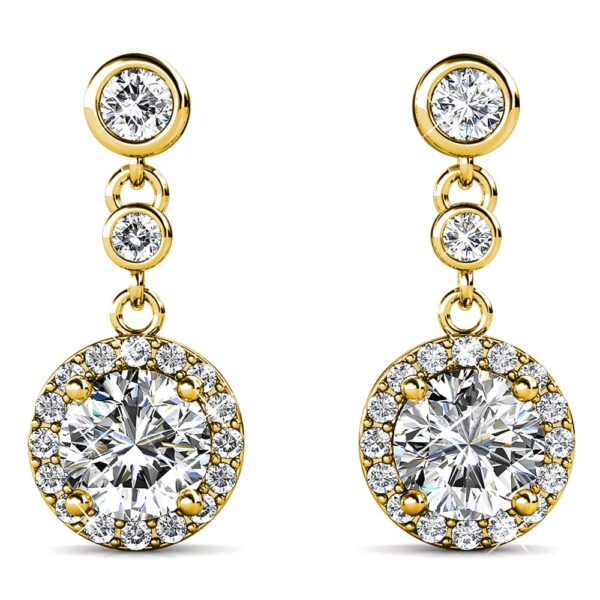 Lavish Gold Modern Drop Earrings Embellished With SWAROVSKI® Crystals - Image 2