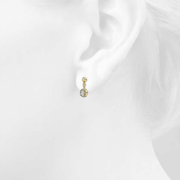 Lavish Gold Modern Drop Earrings Embellished With SWAROVSKI® Crystals - Image 5