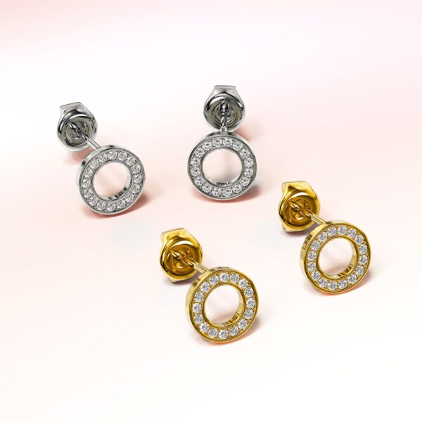 Gold Dazzling Round Stud Earrings Embellished With SWAROVSKI® Crystals - Image 5