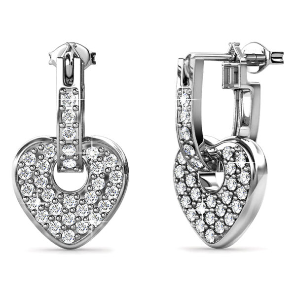 Heart-Shaped Dangle Earrings Embellished with SWAROVSKI® Crystals