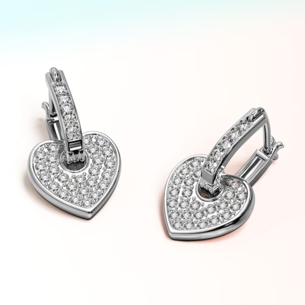 Heart-Shaped Dangle Earrings Embellished with SWAROVSKI® Crystals - Image 3