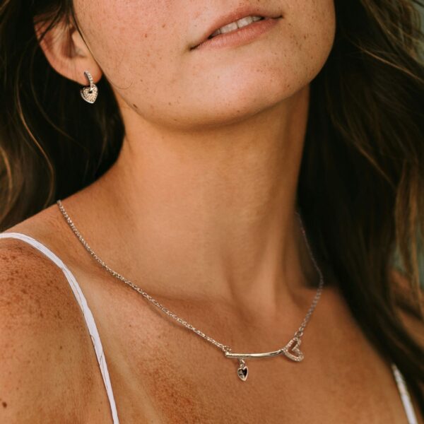 Heart-Shaped Dangle Earrings Embellished with SWAROVSKI® Crystals - Image 4