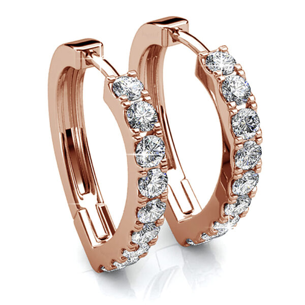 Rose Gold Craft Heart Huggie Earrings Embellished With SWAROVSKI® Crystals - Image 2