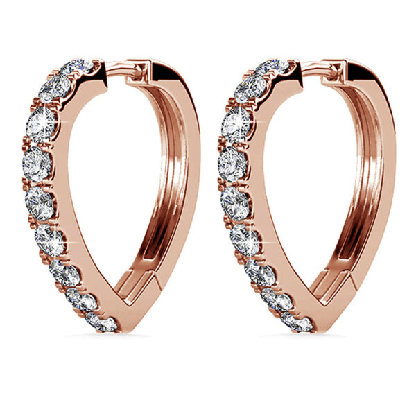 Rose Gold Craft Heart Huggie Earrings Embellished With SWAROVSKI® Crystals - Image 3
