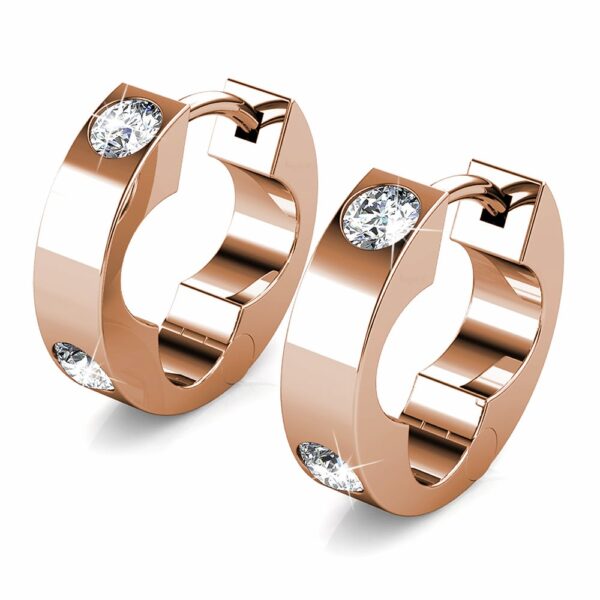 Classic Round Stud Earrings in Rose Gold Adorned with Crystals from SWAROVSKI® - Image 2