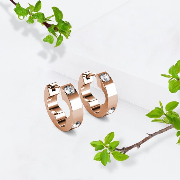 Classic Round Stud Earrings in Rose Gold Adorned with Crystals from SWAROVSKI® - Image 4