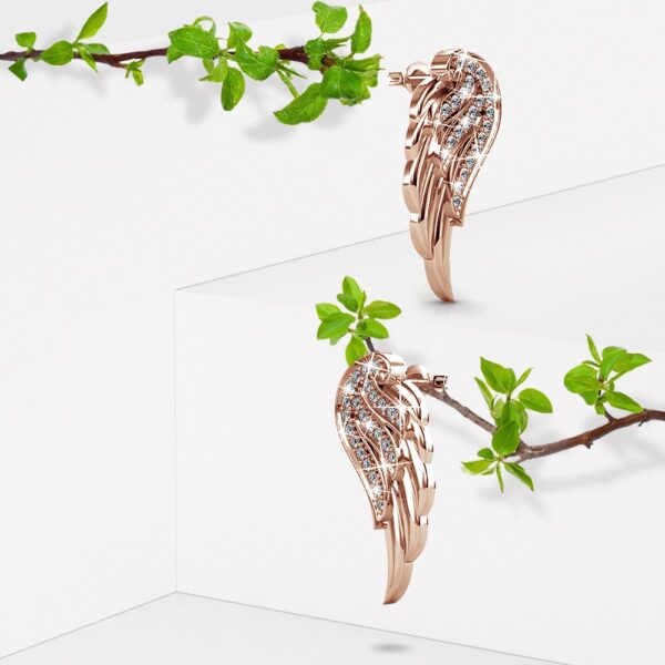Fly High with Wing Stud Earrings in Rose Gold Embellished with Crystals from SWAROVSKI® - Image 2