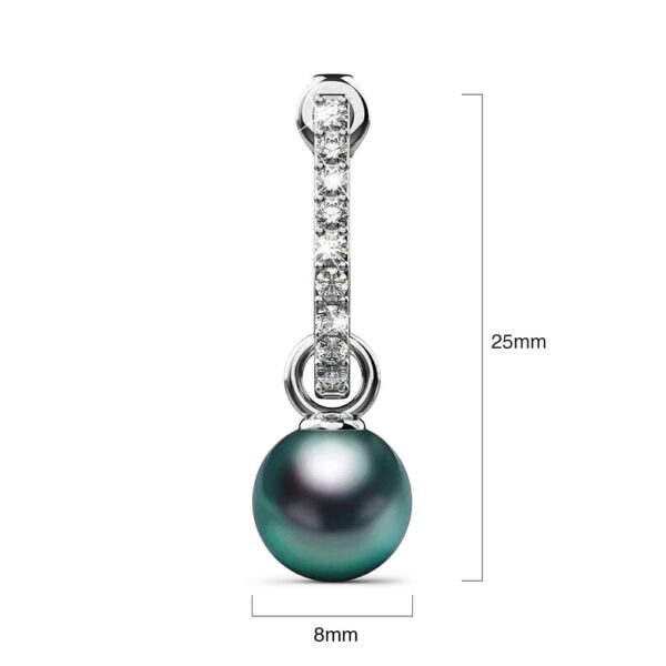 Luminous Pearl Stud Earrings in White Gold Embellished with SWAROVSKI® Crystals Iridescent Tahitian Look Pearls - Image 4