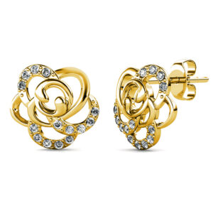 Bloom Gold Stud Earrings Embellished with SWAROVSKI® Crystals