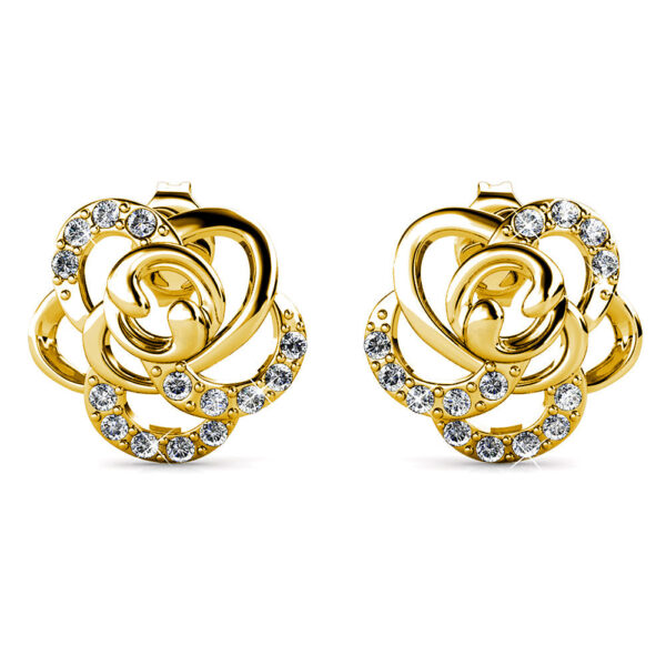 Bloom Gold Stud Earrings Embellished with SWAROVSKI® Crystals - Image 2