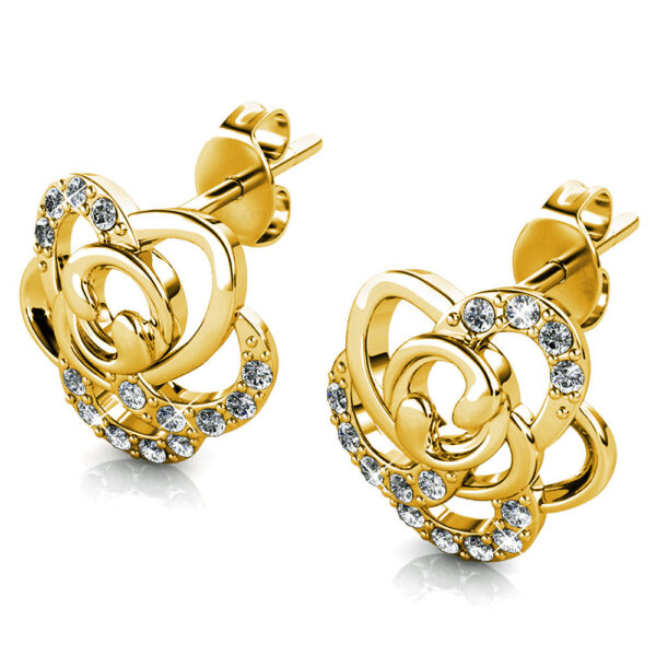 Bloom Gold Stud Earrings Embellished with SWAROVSKI® Crystals - Image 3
