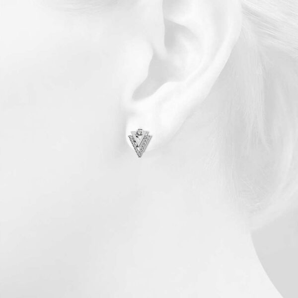 Trilateral Stud Earrings Embellished with Crystals from SWAROVSKI® in White Gold - Image 4