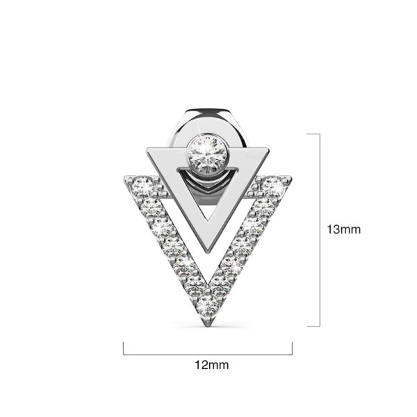Trilateral Stud Earrings Embellished with Crystals from SWAROVSKI® in White Gold - Image 5