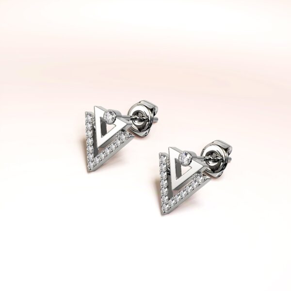 Trilateral Stud Earrings Embellished with Crystals from SWAROVSKI® in White Gold - Image 2