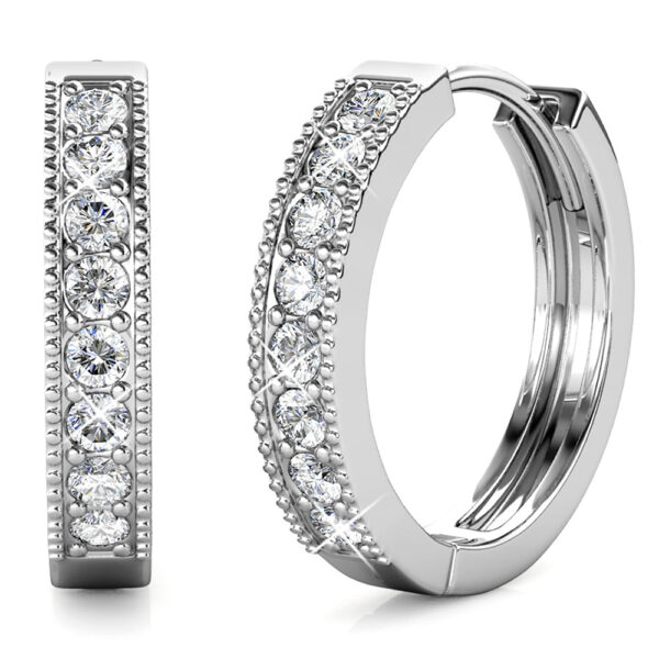 Clique Huggie Earrings Embellished with Crystals from SWAROVSKI® in White Gold