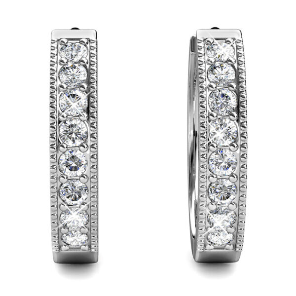 Clique Huggie Earrings Embellished with Crystals from SWAROVSKI® in White Gold - Image 2