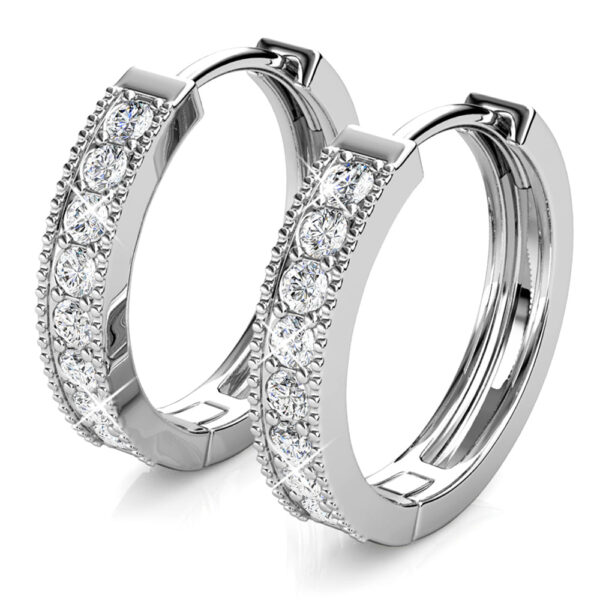 Clique Huggie Earrings Embellished with Crystals from SWAROVSKI® in White Gold - Image 3