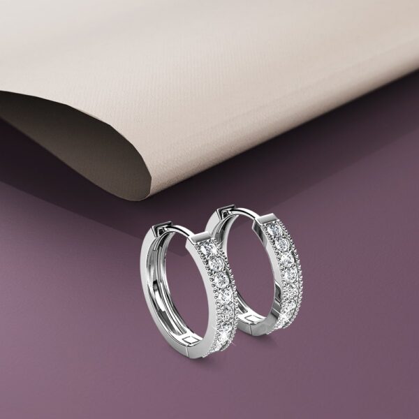 Clique Huggie Earrings Embellished with Crystals from SWAROVSKI® in White Gold - Image 4
