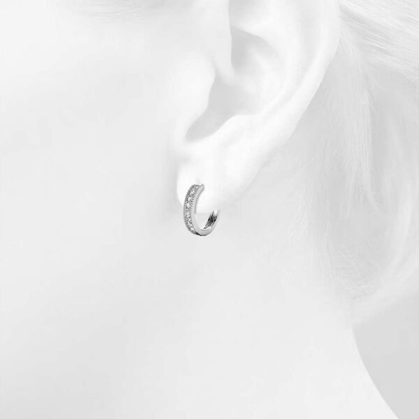 Clique Huggie Earrings Embellished with Crystals from SWAROVSKI® in White Gold - Image 5