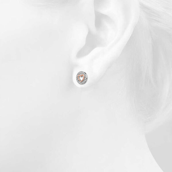 Cordate Heart Stud Earrings Embellished with Crystals from SWAROVSKI®in Dual Tone Gold - Image 3