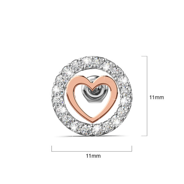 Cordate Heart Stud Earrings Embellished with Crystals from SWAROVSKI®in Dual Tone Gold - Image 4