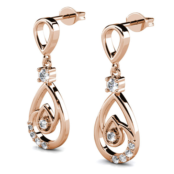 Periwinkle Teardrop Earrings Embellished with Crystals from SWAROVSKI® in Rose Gold - Image 3