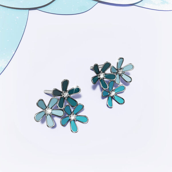 Petalia Turquoise Blue Stud Earrings Featured SWAROVSKI® Crystals in White Gold - Image 2