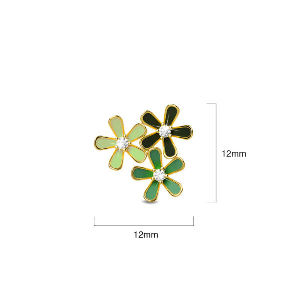 Petalia Olive Green Stud Earrings Featured SWAROVSKI® Crystals in Gold - Image 5