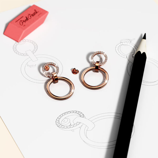 Orbit of Radiance Earrings Embellished with SWAROVSKI® Crystal in Rose Gold - Image 3