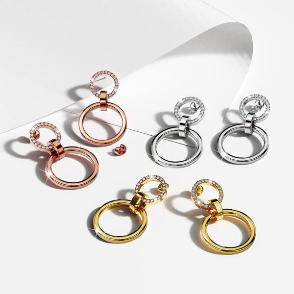 Orbit of Radiance Earrings Embellished with SWAROVSKI® Crystal in Rose Gold - Image 4