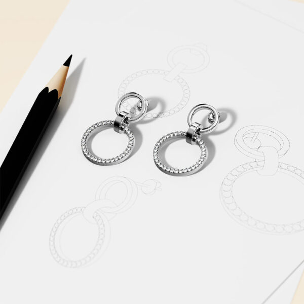Orbit of Elegance Earrings Embellished with SWAROVSKI® Crystal in White Gold - Image 3