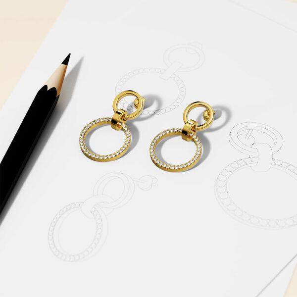 Orbit of Elegance Earrings Embellished with SWAROVSKI® Crystal in Gold - Image 3