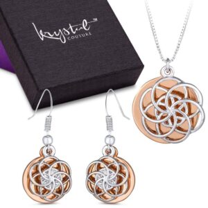 Boxed Discus Necklace and Earrings Set Embellished with SWAROVSKI® Crystals