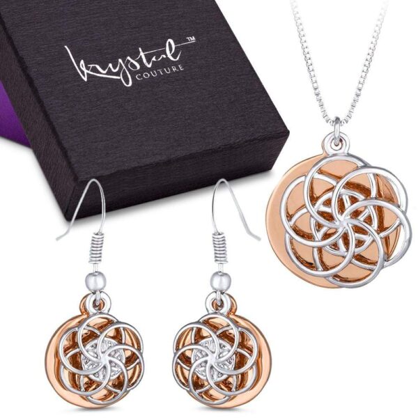 Boxed Discus Necklace and Earrings Set Embellished with SWAROVSKI® Crystals