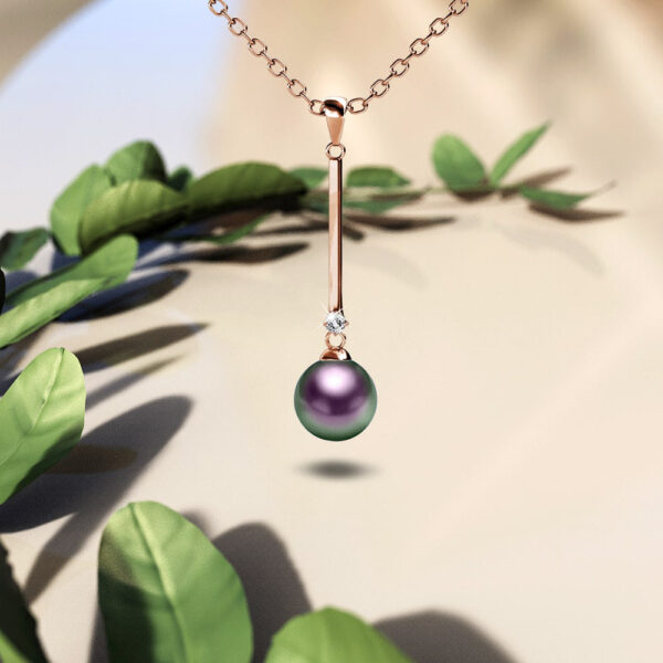 Magnificent Pearl Drop Necklace Embellished with Swarovski® Crystal Iridescent Purple Pearls - Image 3