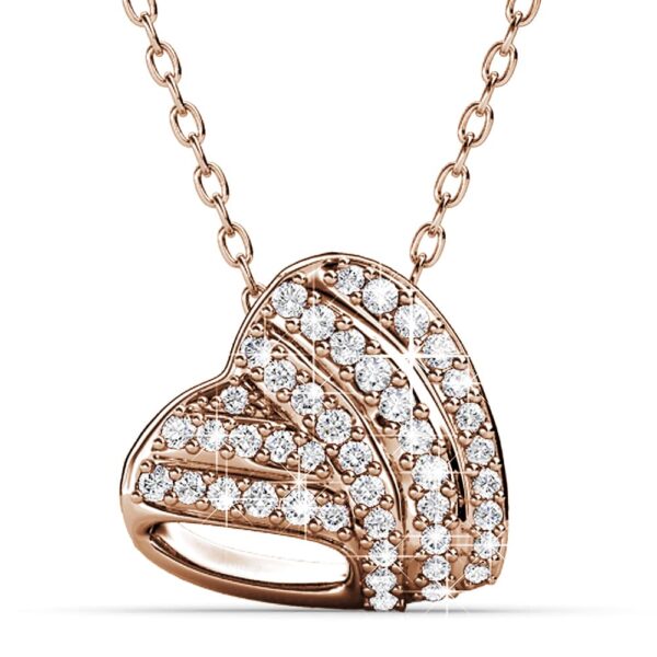 Heart-Shaped Rose Gold Pendant Necklace Embellished with  SWAROVSKI® Crystals