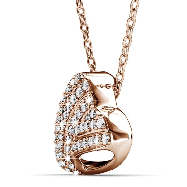Heart-Shaped Rose Gold Pendant Necklace Embellished with  SWAROVSKI® Crystals - Image 2