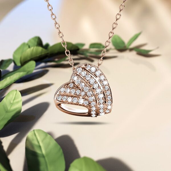 Heart-Shaped Rose Gold Pendant Necklace Embellished with  SWAROVSKI® Crystals - Image 3