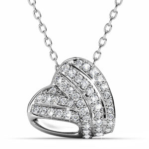 Heart-Shaped White Gold Pendant Necklace Embellished with SWAROVSKI® Crystals