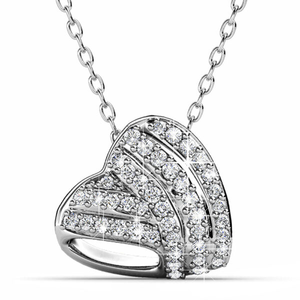 Heart-Shaped White Gold Pendant Necklace Embellished with SWAROVSKI® Crystals